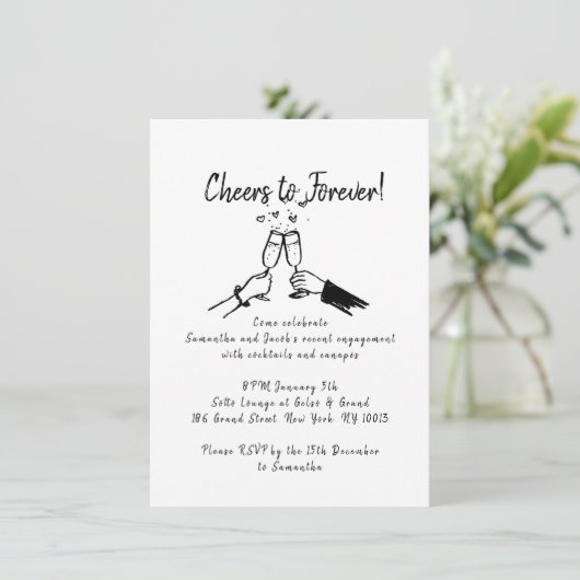 Uitnodiging voor het verlovingsfeest (Staand voorkant)