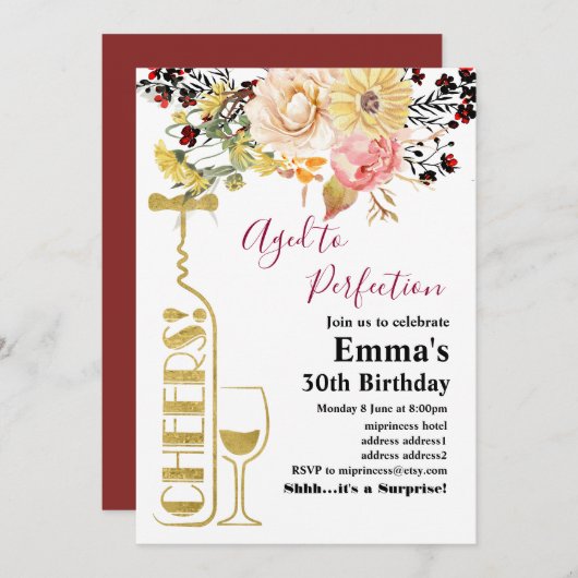 Uitnodiging voor het verouderen van wijn (Voorkant / Achterkant)