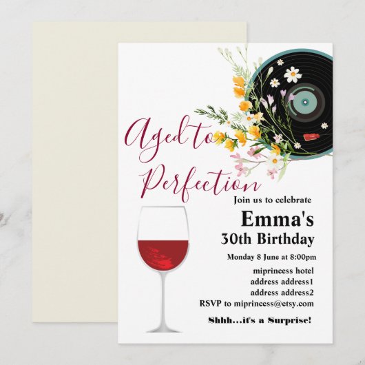 Uitnodiging voor het verouderen van wijn (Voorkant / Achterkant)