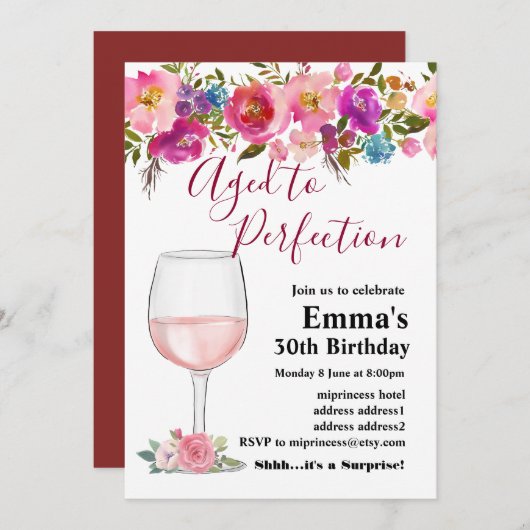 Uitnodiging voor het verouderen van wijn (Voorkant / Achterkant)