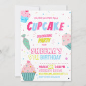 Uitnodiging voor het versieren van cupcakes verjaa (Voorkant)