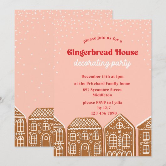 Uitnodiging voor het versieren van een peperkoekhu (Voorkant / Achterkant)