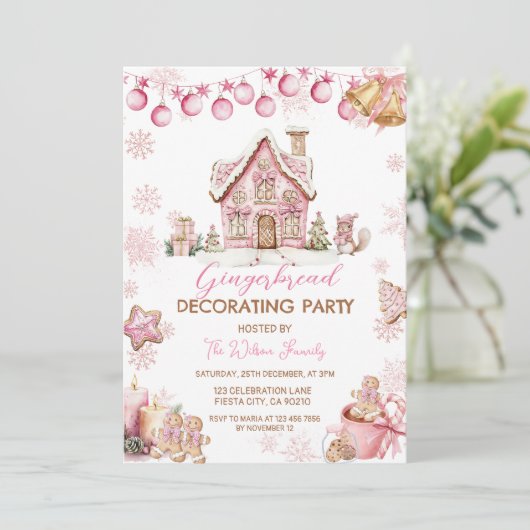 Uitnodiging voor het versieren van een peperkoekhu (Staand voorkant)