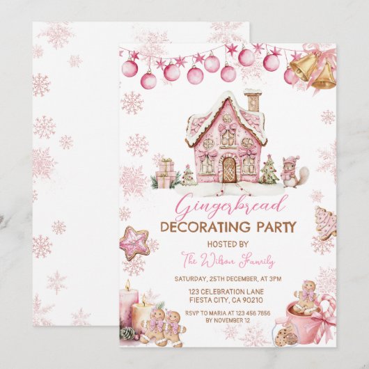 Uitnodiging voor het versieren van een peperkoekhu (Voorkant / Achterkant)