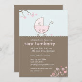 Uitnodiging voor het vervoer van Baby shower - Roz (Voorkant / Achterkant)