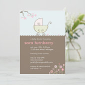 Uitnodiging voor het vervoer van Baby shower - Roz (Staand voorkant)