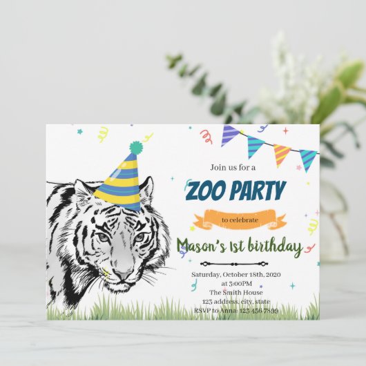 Uitnodiging voor het vieren van tijger (Staand voorkant)