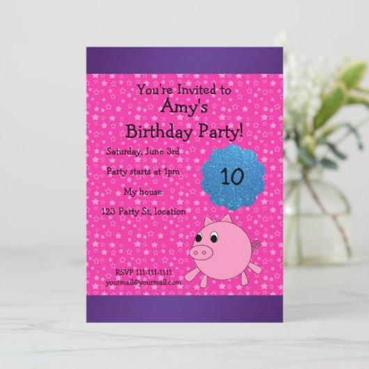 Uitnodiging voor het vieren van varkensverjaardag (Staand voorkant)
