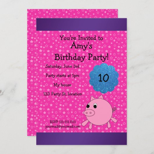 Uitnodiging voor het vieren van varkensverjaardag (Voorkant / Achterkant)