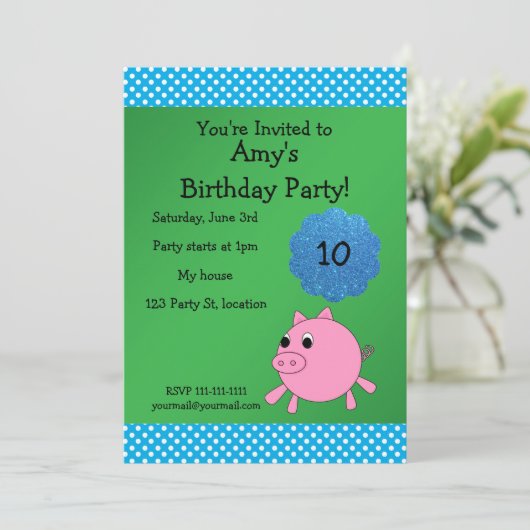 Uitnodiging voor het vieren van varkensverjaardag (Staand voorkant)