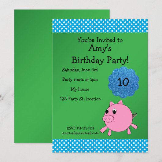 Uitnodiging voor het vieren van varkensverjaardag (Voorkant / Achterkant)