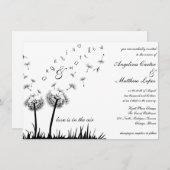 uitnodiging voor het vliegen met dandelion bruilof (Voorkant / Achterkant)