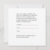 Uitnodiging voor het vrijgezellenfeest op het stra (Achterkant)