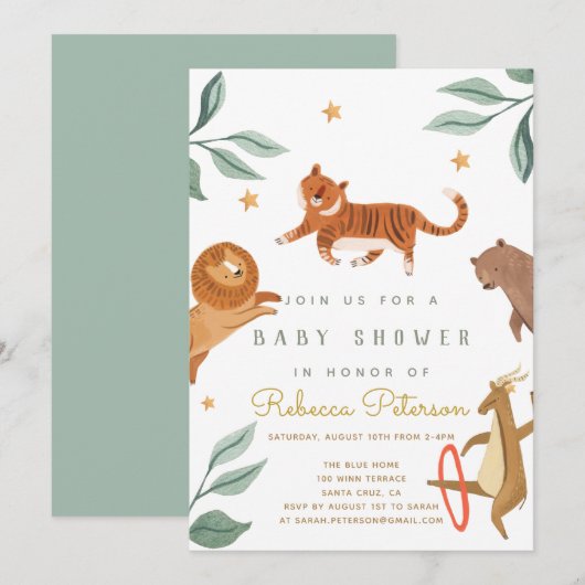 uitnodiging voor het waterverf van het Baby shower (Voorkant / Achterkant)