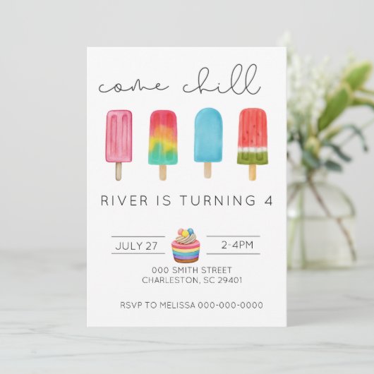 Uitnodiging voor het zomerse verjaardagsfeestje va (Staand voorkant)