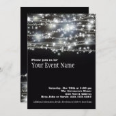 Uitnodiging voor het zwart-wit feest met sprankele (Voorkant / Achterkant)