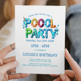 Uitnodiging voor het zwembadfeest met kleurrijke l
