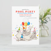 Uitnodiging voor het zwembadfeest van de zeeleeuwe (Staand voorkant)