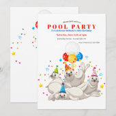 Uitnodiging voor het zwembadfeest van de zeeleeuwe (Voorkant / Achterkant)