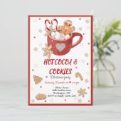 Uitnodiging voor hete cacao en kerst met koekjes (Staand voorkant)