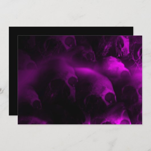 Uitnodiging voor hete roze hel schedel Halloween-f (Voorkant / Achterkant)