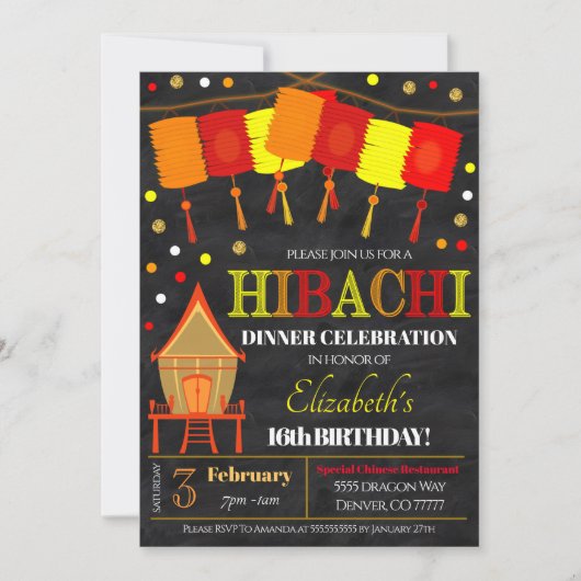 Uitnodiging voor Hibachi-dinerfeest (Voorkant)