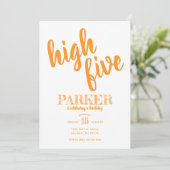 Uitnodiging voor High Five vijfde verjaardag (Staand voorkant)