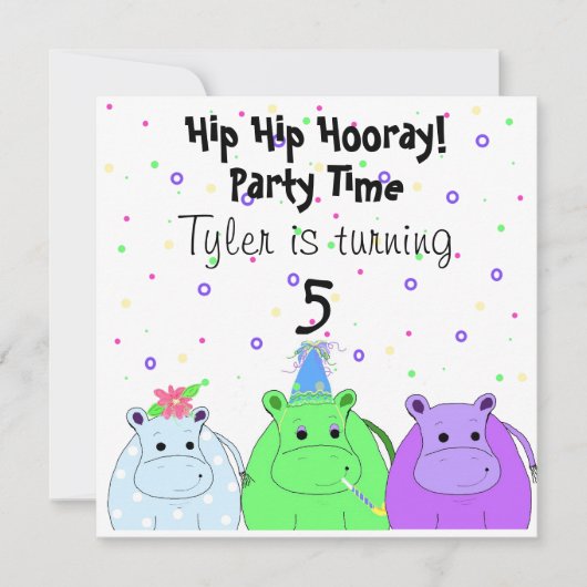 Uitnodiging voor Hippo Party (Voorkant)