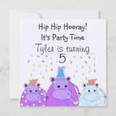 Uitnodiging voor Hippo Party (Voorkant)