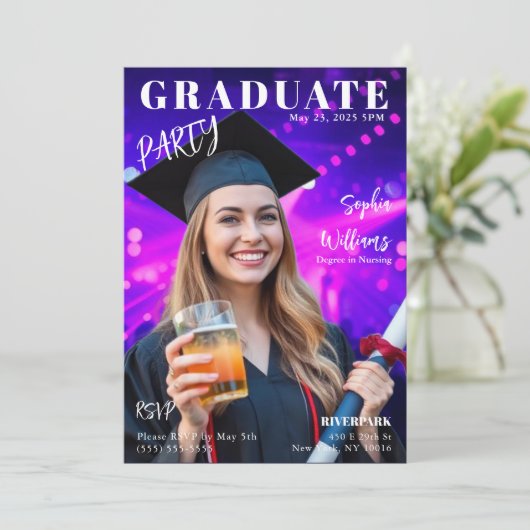 Uitnodiging voor Hoesje van het afstuderen Magazin (Staand voorkant)