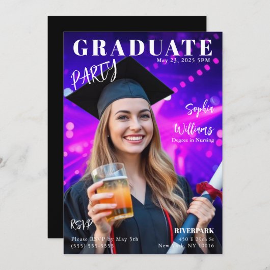 Uitnodiging voor Hoesje van het afstuderen Magazin (Voorkant / Achterkant)