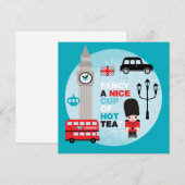 Uitnodiging voor hoge thee in Londen (Voorkant / Achterkant)