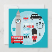 Uitnodiging voor hoge thee in Londen (Voorkant)