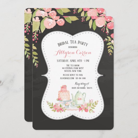 Uitnodiging voor hoge theebridal (Voorkant / Achterkant)