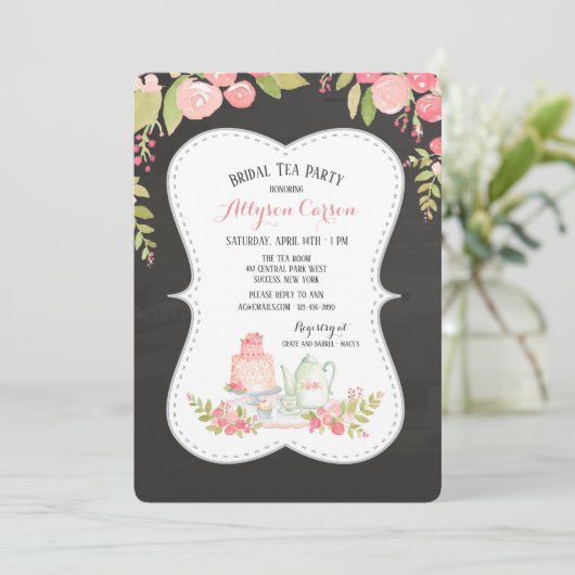 Uitnodiging voor hoge theebridal (Staand voorkant)