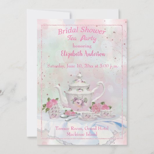 Uitnodiging voor hoge theebridal (Voorkant)