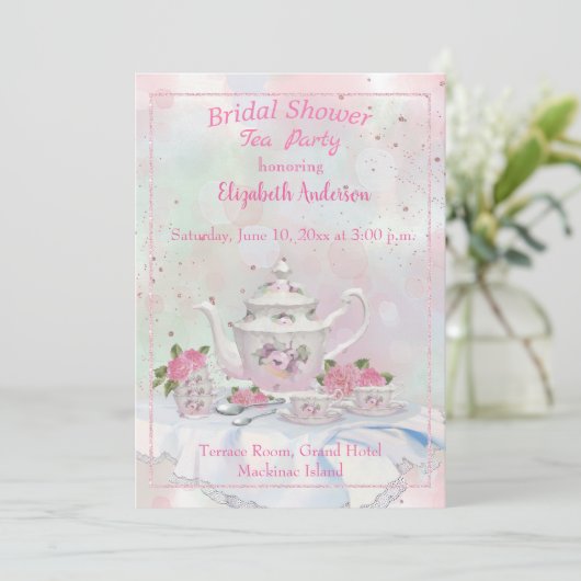 Uitnodiging voor hoge theebridal (Staand voorkant)