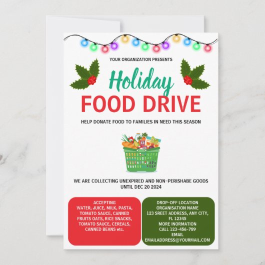 Uitnodiging voor Holiday Food Drive (Voorkant)