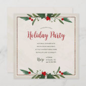 Uitnodiging voor Holly Square Holiday Party (Voorkant / Achterkant)