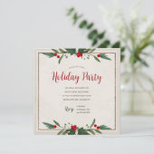 Uitnodiging voor Holly Square Holiday Party (Staand voorkant)