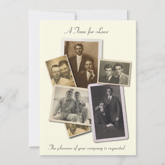 Uitnodiging voor homopage met  portretten (Voorkant)