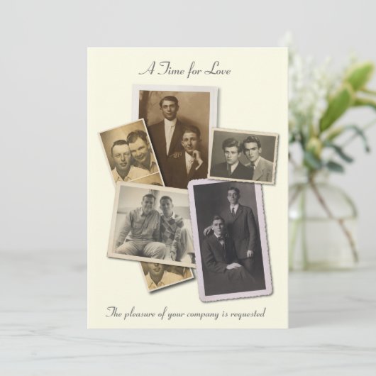 Uitnodiging voor homopage met portretten (Staand voorkant)