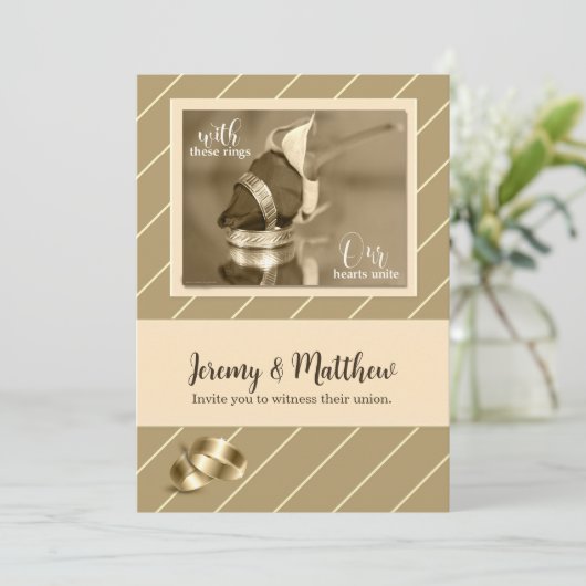 Uitnodiging voor homoseksuele en lesbische bruilof (Staand voorkant)