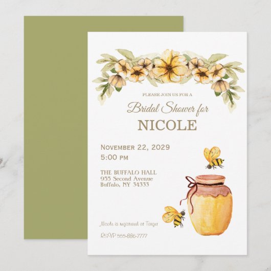 Uitnodiging voor honingbijenhoning uit het deelsta (Voorkant / Achterkant)