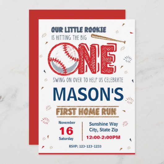 Uitnodiging voor honkbal (Voorkant / Achterkant)