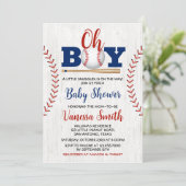 Uitnodiging voor honkbal baby shower (Staand voorkant)