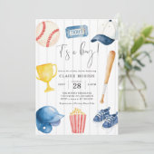 Uitnodiging voor honkbal baby shower (Staand voorkant)