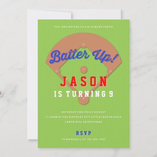 Uitnodiging voor honkbal Diamond Birthday (Voorkant)