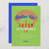 Uitnodiging voor honkbal Diamond Birthday (Voorkant / Achterkant)