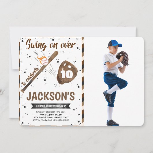 Uitnodiging voor honkbal met foto om te bewerken (Voorkant)